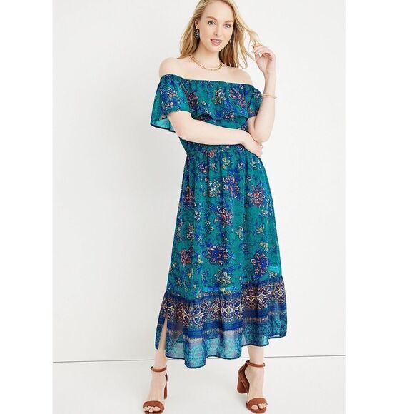 Maurices Dresses & Skirts - Mixed Floral Off The Shoulder Maxi Dress